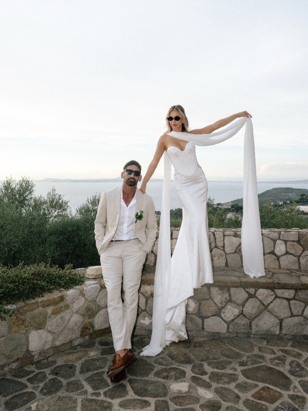 Ines Di Santo two piece wedding dress + scarf